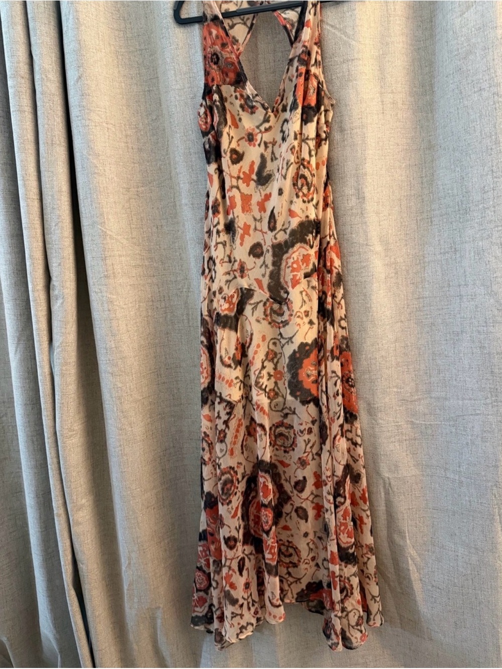 ASOS Floral V-Neck Maxi Dress in Cream and Rust